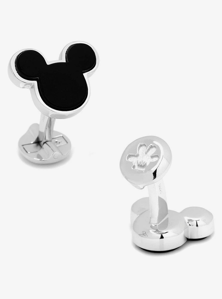 Disney Sterling Silver and Onyx Mickey Mouse Cufflinks