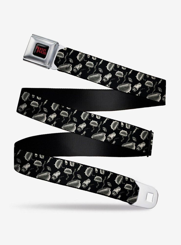 Disney Hocus Pocus Elements Collage Black White Youth Seatbelt Belt