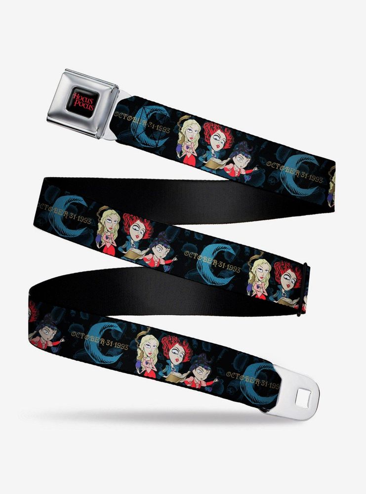 Disney Hocus Pocus Sanderson Sisters Group Pose Black Blues Youth Seatbelt Belt