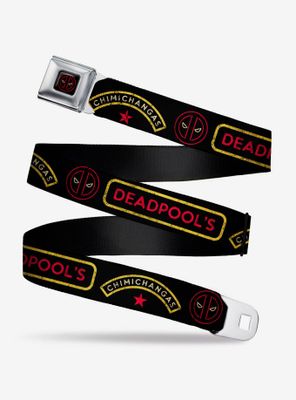 Marvel Deadpool Chimichangas Star Logo Weathered Black Yellow Red Youth Seatbelt Belt