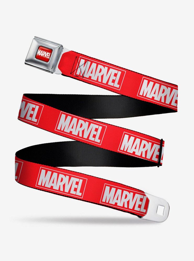 Marvel Red Brick Logo Red White Youth Seatbelt Belt