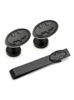 DC Comics Batman Satin Black Cufflinks and Tie Bar Set