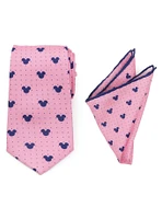 Disney Mickey Mouse Dot Pink Tie and Pocket Square Set