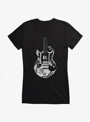 Joan Jett Black And White Guitar Logo Girls T-Shirt