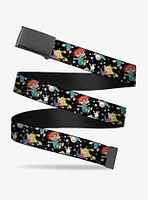 Rugrats 3 Characters In Space Scattered Black Clamp Belt