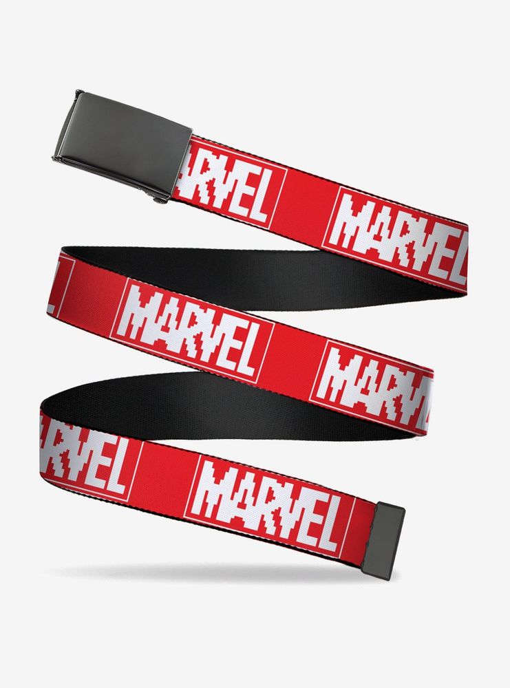 Marvel Brick 8 Bit Logo Red White Clamp Belt