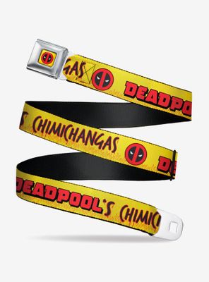 Marvel Deadpools Chimichangas Flames Yellow Black Red Seatbelt Belt
