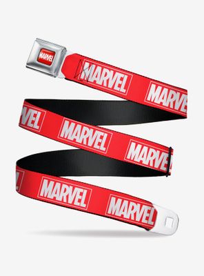 Marvel Red Brick Logo White Seatbelt Belt