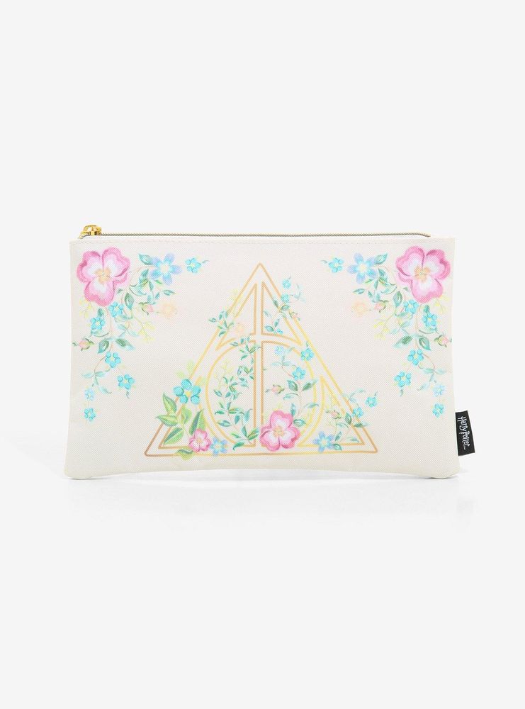 Loungefly Harry Potter Deathly Hallows Gold Floral Makeup Bag