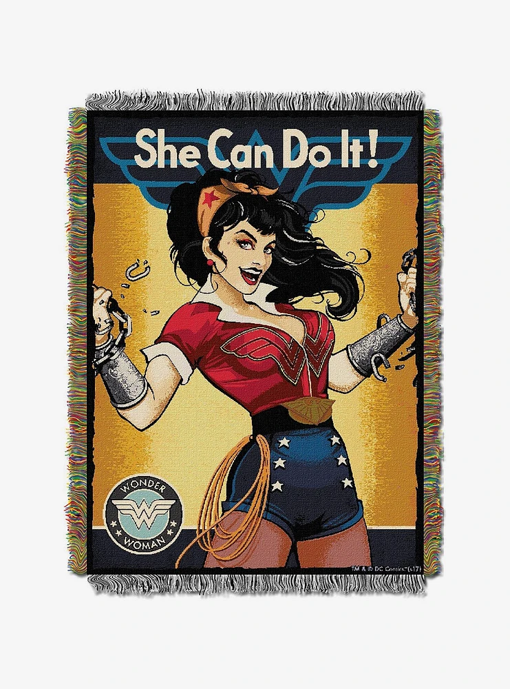 DC Comics Wonder Woman She Can Tapestry Throw