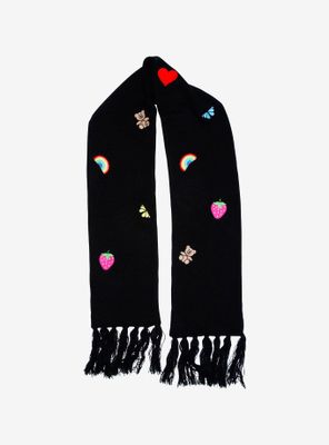 Kawaii Embroidered Patches Scarf