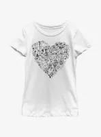 Disney Pixar Toy Story Group Doodle Heart Youth Girls T-Shirt