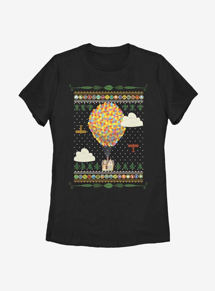 Disney Pixar Up Holiday Sweater Pattern Womens T-Shirt