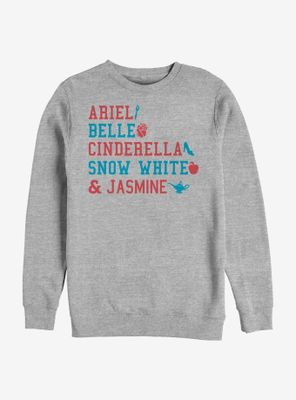 Disney Princesses Americana Stacked Names Sweatshirt