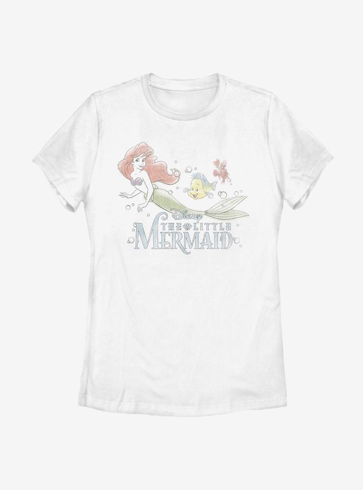 Disney The Little Mermaid Watercolor Fade Ariel Womens T-Shirt