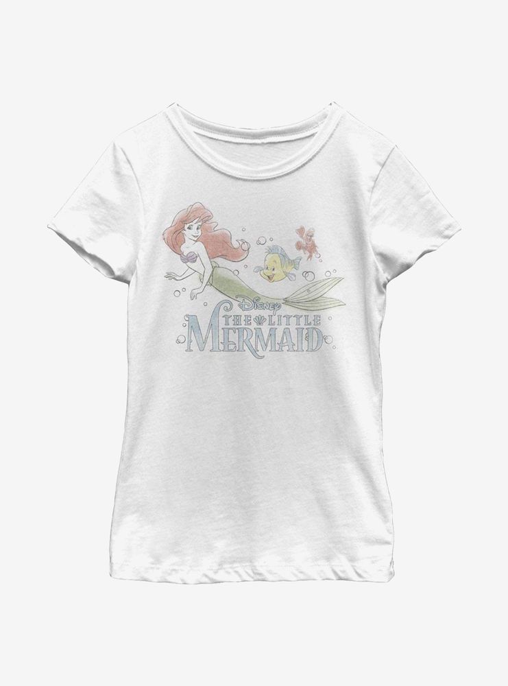 Disney The Little Mermaid Watercolor Fade Ariel Youth Girls T-Shirt