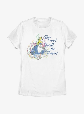 Disney Alice Wonderland Smell The Flowers Womens T-Shirt