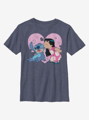 Disney Lilo And Stitch Valentines Kisses Youth T-Shirt