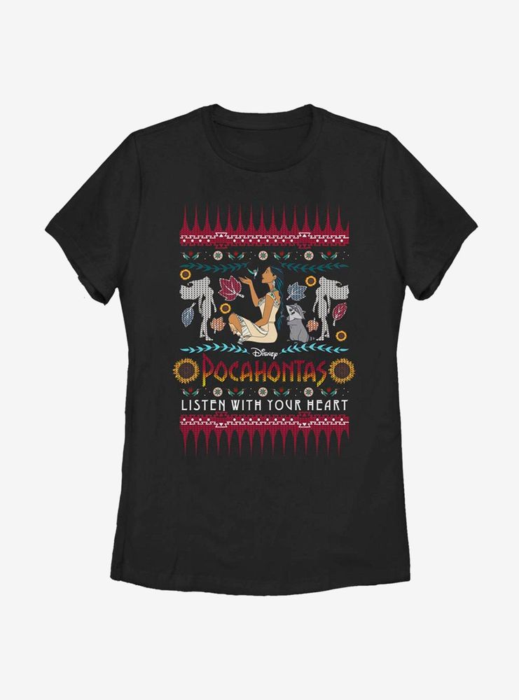 Disney Pocahontas Holiday Sweater Pattern Womens T-Shirt