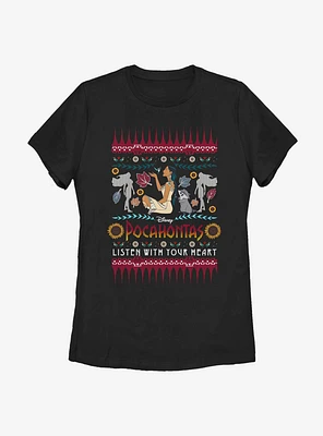 Disney Pocahontas Holiday Sweater Pattern Womens T-Shirt