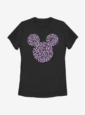 Disney Mickey Mouse Animal Print Fill Womens T-Shirt