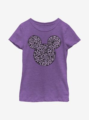 Disney Mickey Mouse Animal Print Fill Youth Girls T-Shirt