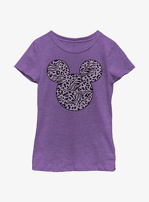 Disney Mickey Mouse Animal Print Fill Youth Girls T-Shirt