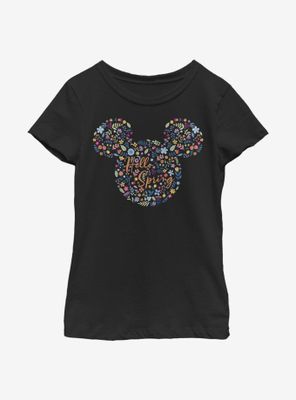 Disney Mickey Mouse Floral Ears Youth Girls T-Shirt