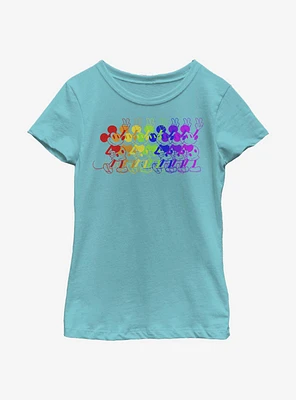 Disney Mickey Mouse Rainbow Youth Girls T-Shirt