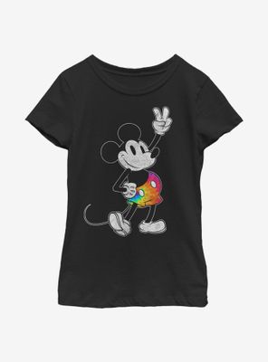 Disney Mickey Mouse Tie Dye Stroked Youth Girls T-Shirt