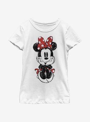 Disney Minnie Mouse Sitting Sketch Youth Girls T-Shirt
