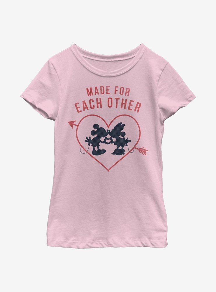 Disney Mickey Mouse Heart Polka Dot Silhouette Youth Girls T-Shirt