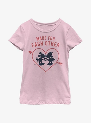 Disney Mickey Mouse Heart Polka Dot Silhouette Youth Girls T-Shirt