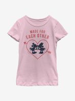 Disney Mickey Mouse Heart Polka Dot Silhouette Youth Girls T-Shirt