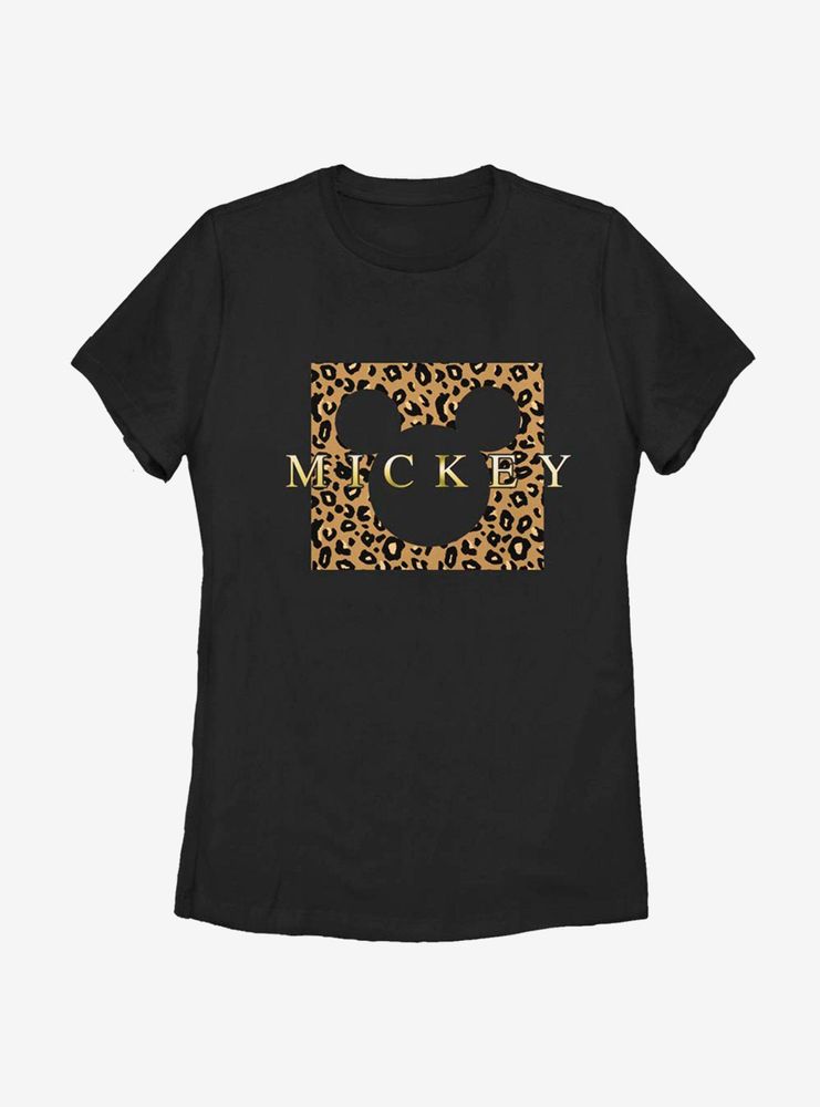 Disney Mickey Mouse Leopard Square Mick Womens T-Shirt