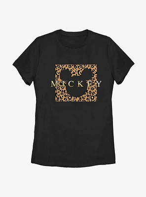 Disney Mickey Mouse Leopard Square Mick Womens T-Shirt