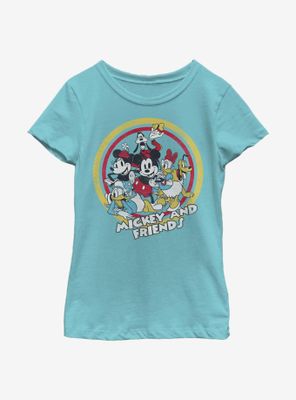 Disney Mickey Mouse Circle Of Friends Chest Youth Girls T-Shirt