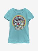 Disney Mickey Mouse Circle Of Friends Chest Youth Girls T-Shirt