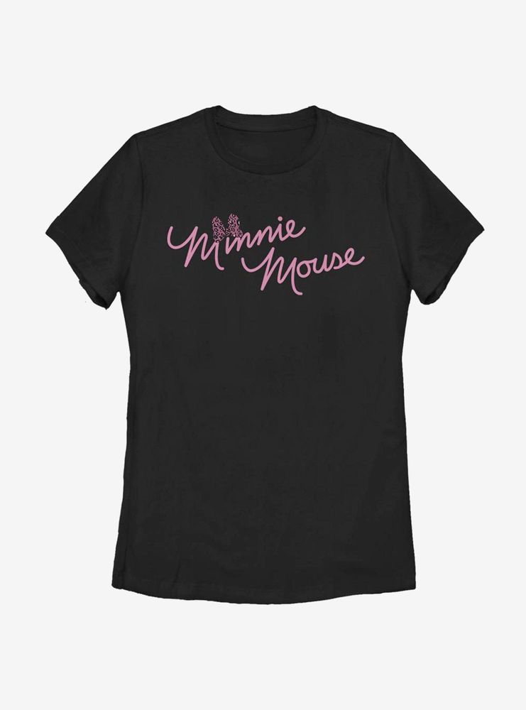 Disney Minnie Mouse Cursive Bow Womens T-Shirt