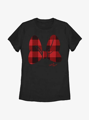 Disney Minnie Mouse Plaid Bow Womens T-Shirt