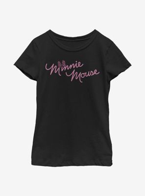 Disney Minnie Mouse Cursive Bow Youth Girls T-Shirt