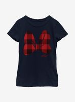 Disney Minnie Mouse Plaid Bow Youth Girls T-Shirt