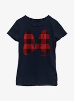 Disney Minnie Mouse Plaid Bow Youth Girls T-Shirt