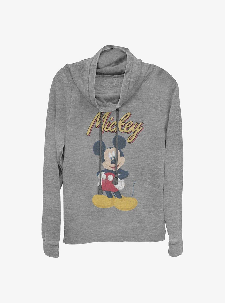 Disney Mickey Mouse Classic Pose Cowlneck Long-Sleeve Girls Top