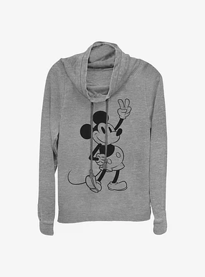 Disney Mickey Mouse Simple Outline Cowlneck Long-Sleeve Girls Top