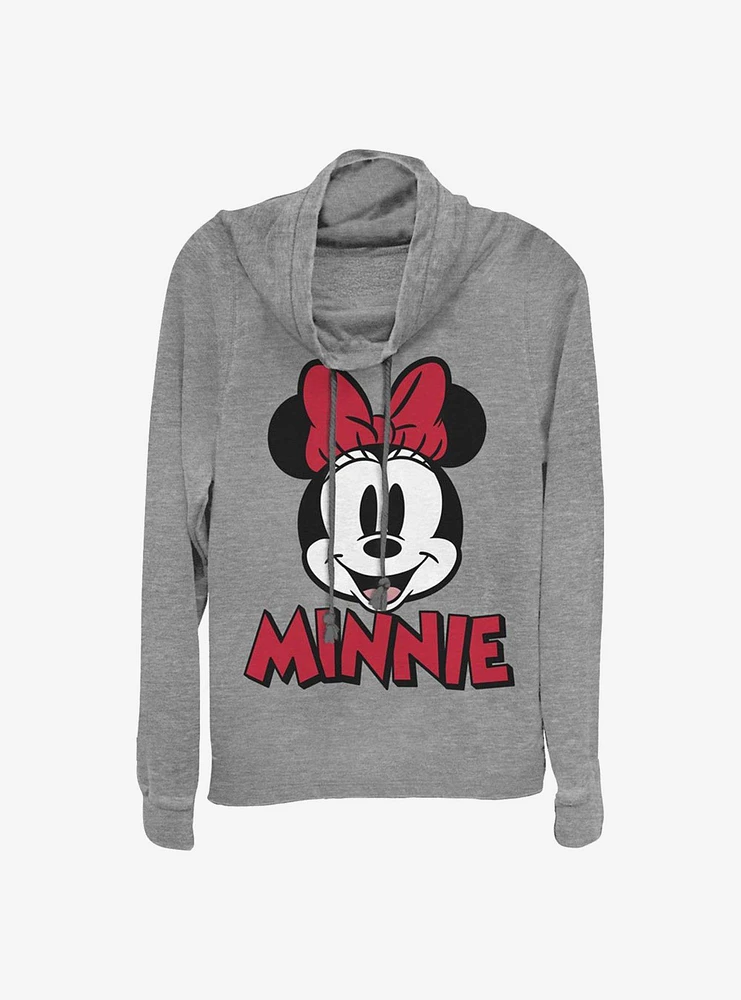 Disney Minnie Mouse Bold Patch Cowlneck Long-Sleeve Girls Top