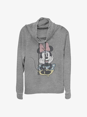 Disney Minnie Mouse Cute Pose Cowlneck Long-Sleeve Girls Top