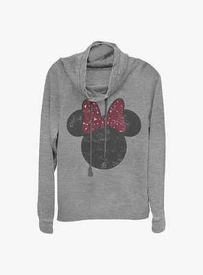 Disney Minnie Mouse Leopard Bow Cowlneck Long-Sleeve Girls Top