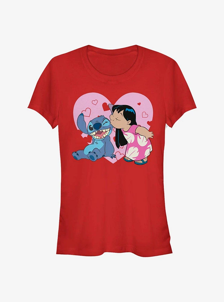 Disney Lilo & Stitch And Valentine Kisses Girls T-Shirt