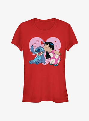 Disney Lilo & Stitch And Valentine Kisses Girls T-Shirt